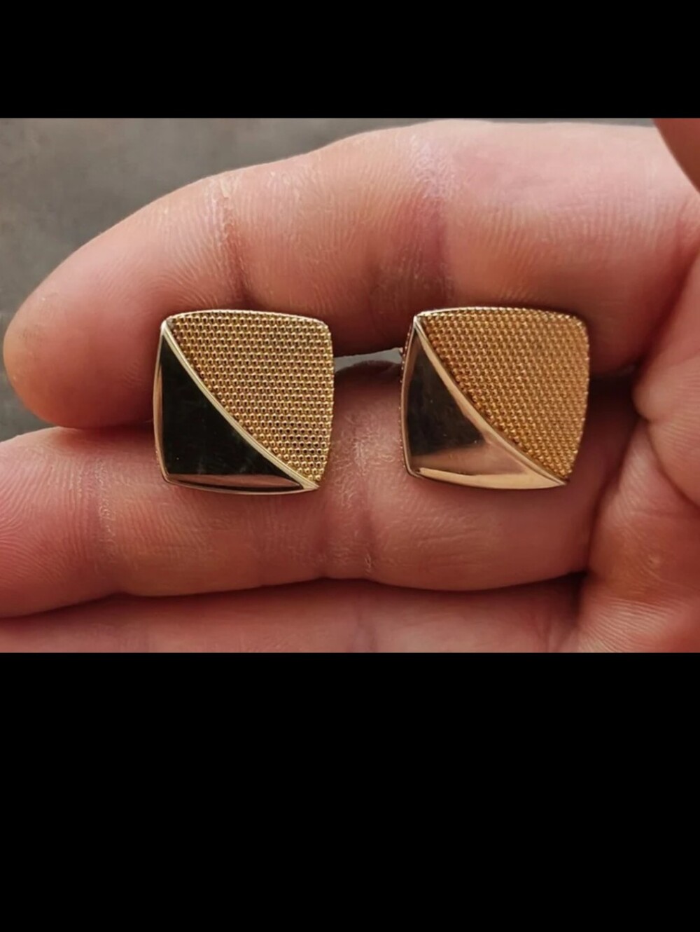 1950s/60s Swank Gold Tone Square Geometric Cufflinks
